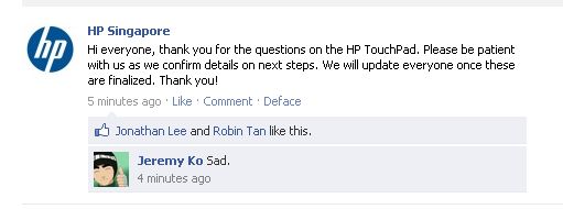 HP Singapore Asks Us to Wait re: TouchPad « Kwatog Nonsense